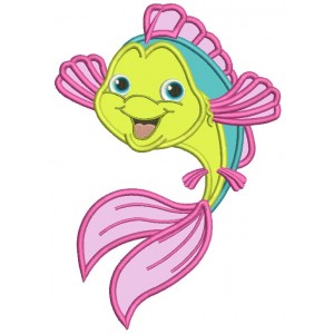 Cute Little Smiling Fish Applique Machine Embroidery Design Digitized Pattern