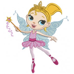 Dancing Fairy Ballerina Applique Machine Embroidery Design Digitized Pattern