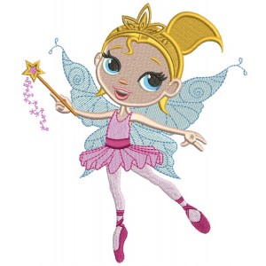 Dancing Fairy Ballerina Filled Machine Embroidery Design Digitized Pattern