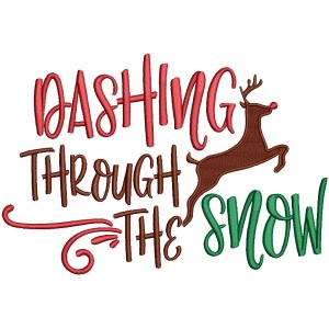 Dashing Through The Snow Rudolph The Reindeer Christmas Filled Machine Embroidery Design Digitized Pattern