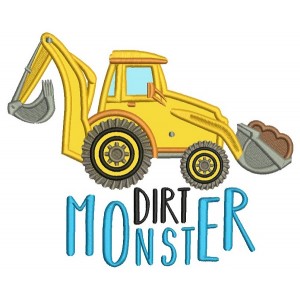 Dirt Monster Applique Machine Embroidery Design Digitized Pattern
