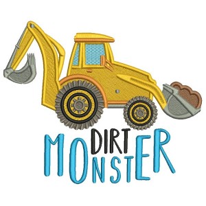 Dirt Monster Filled Machine Embroidery Design Digitized Pattern