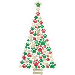 Dog Paw Christmas Tree Filled Machine Embroidery Design Digitized Pattern