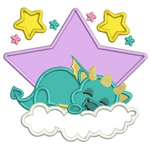 Dragon Sleeping On The Cloud Applique Machine Embroidery Digitized Design Pattern