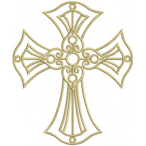 Fancy Decorative Cross Religious Filled Machine Embroidery Design Digitized Pattern