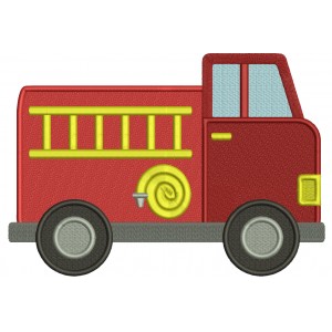 Fire Truck With a Hose And Ladder Filled Machine Embroidery Design Digitized Pattern
