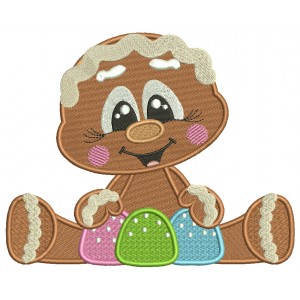 Gingerbread Baby With Candy Christmas Filled Machine Embroidery Design Digitized Pattern