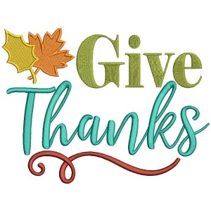 Give Thanks Autumn Leaves Filled Machine Embroidery Design Digitized Pattern