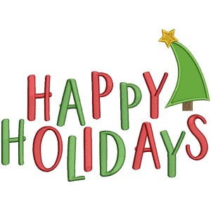Happy Holidays Christmas Applique Machine Embroidery Design Digitized Pattern
