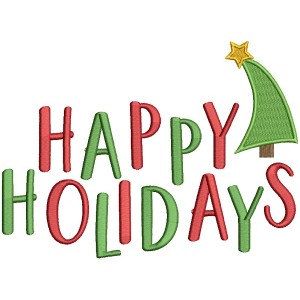 Happy Holidays Christmas Filled Machine Embroidery Design Digitized Pattern