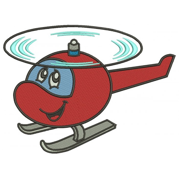 Happy Little Helicopter Filled Machine Embroidery Design Digitized Pattern