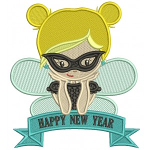 Happy New Year Fairy Filled Machine Embroidery Design Digitized Pattern