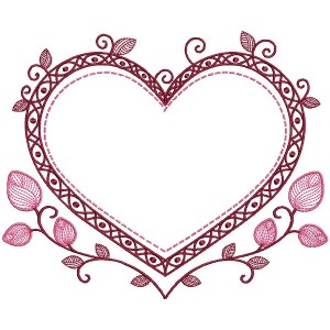 Heart Outline With Flowers Filled Machine Embroidery Design Digitized Pattern