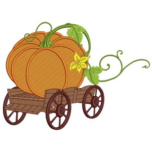 Huge Pumpkin On The Wagon Thanksgiving Filled Machine Embroidery Design Digitized Pattern