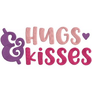 Hugs And Kisses With Heart Filled Machine Embroidery Design Digitized Pattern