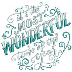 It's The Most Wonderful Time Of The Year Christmas Filled Machine Embroidery Design Digitized Pattern 