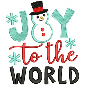 Joy To The World Snowman Christmas Applique Machine Embroidery Design Digitized Pattern