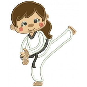 Karate Girl Black Belt Applique Machine Embroidery Design Digitized Pattern