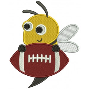 Little Bee With a Football Filled Machine Embroidery Design Digitized Pattern