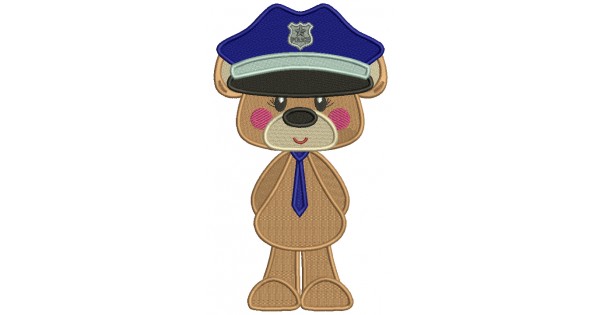 Police Bear Pattern Little Cute Bear Police Officer Filled Machine Embroidery Design ...