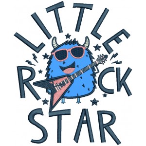 Little Mosnter Rock Star Applique Machine Embroidery Design Digitized Pattern