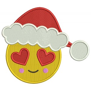 Love Emoji Wearing Santa Hat Christmas Filled Machine Embroidery Design Digitized Pattern