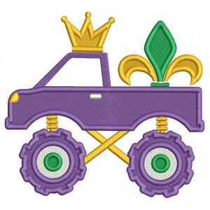 Mardi Gras King Truck Filled Machine Embroidery Design Digitized Pattern