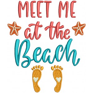Meet Me At The Beach Filled Machine Embroidery Design Digitized Pattern
