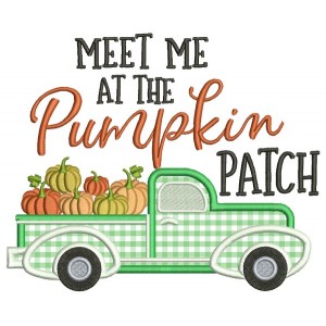 Meet Me At The Pumpkin Patch Applique Machine Embroidery Design Digitized Pattern
