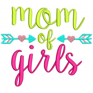 Mom Of Girls Filled Machine Embroidery Design Digitized Pattern