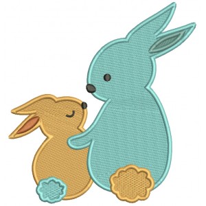 Mommy And Baby Bunnies Mother's Day Filled Machine Embroidery Design Digitized Pattern