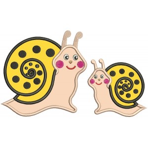 Mommy And Baby Snail Applique Machine Embroidery Design Digitized Pattern