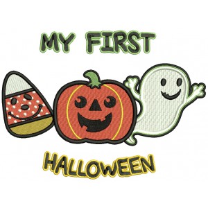 My First Halloween Ghost And Candy Corn Filled Machine Embroidery Design Digitized Pattern