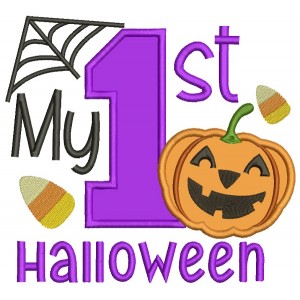 My First Halloween Pumpkin And Spider Web Birthday Applique Machine Embroidery Design Digitized Pattern
