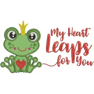 My Heart Leaps For You Cute Little Froggy Filled Machine Embroidery Design Digitized Pattern