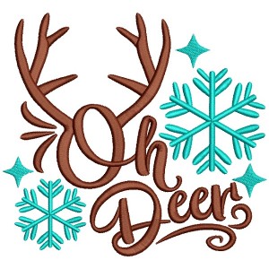 Oh Deer Snow Flakes Christmas Filled Machine Embroidery Design Digitized Pattern