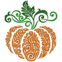 Ornate Floral Pumpkin Filled Machine Embroidery Design Digitized Pattern