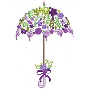 Ornate Flower Umbrella Filled Machine Embroidery Design Digitized Pattern