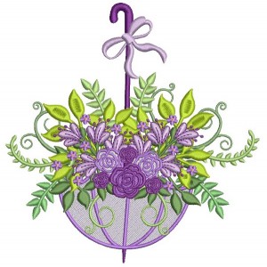 Ornate Flowers Inside Umbrella Filled Machine Embroidery Design Digitized Pattern