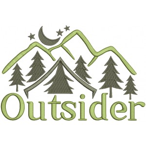 Outsider Mountains And Trees Filled Machine Embroidery Design Digitized Pattern