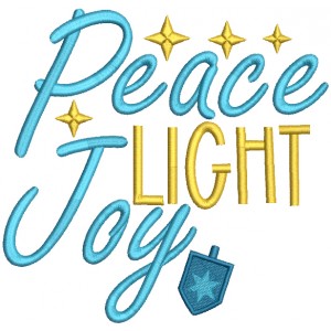 Peace Light And Joy Hanukkah Filled Machine Embroidery Design Digitized Pattern