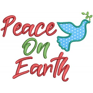 Peace On Earth Dove Applique Machine Embroidery Design Digitized Pattern