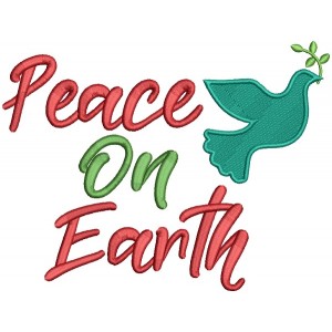 Peace On Earth Dove Filled Machine Embroidery Design Digitized Pattern