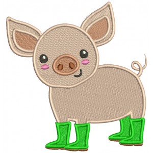 Piggy Wearing Boots Filled Machine Embroidery Design Digitized Pattern
