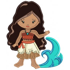 Princess Of The Sea Looks Like Moana Applique Machine Embroidery Design Digitized Pattern