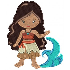 Princess Of The Sea Looks Like Moana Filled Machine Embroidery Design Digitized Pattern