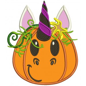 Pumpkin Unicorn Halloween Applique Machine Embroidery Design Digitized Pattern