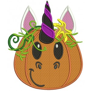 Pumpkin Unicorn Halloween Filled Machine Embroidery Design Digitized Pattern