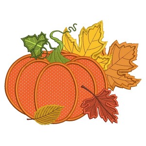 Pumpkin and Fall Leaves Arrangements Applique Machine Embroidery Design Digitized Pattern