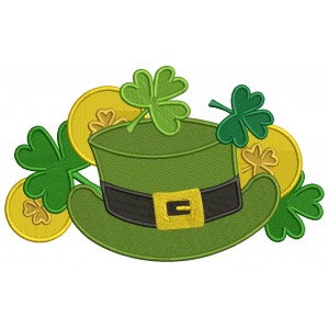 Shamrock Hat With Golden Coins St.Patrick's Day Filled Machine Embroidery Design Digitized Pattern 